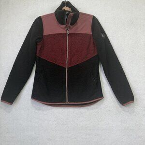 Kuhl Jacket Womens XS Red Black Sherpa Fleece Full Zip Colorblock Hiking